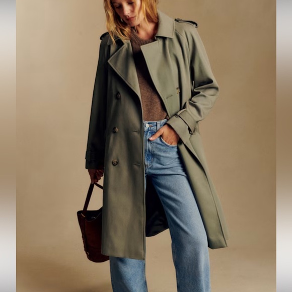 Sezane Jackets & Blazers - Sezane Scott Olive Trench Coat with Belt